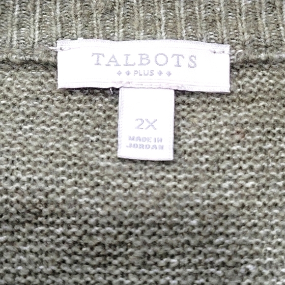 TALBOTS Sz 2X Olive Green Crew Neck Long Sleeve Lightweight Sweater - Picture 5 of 5